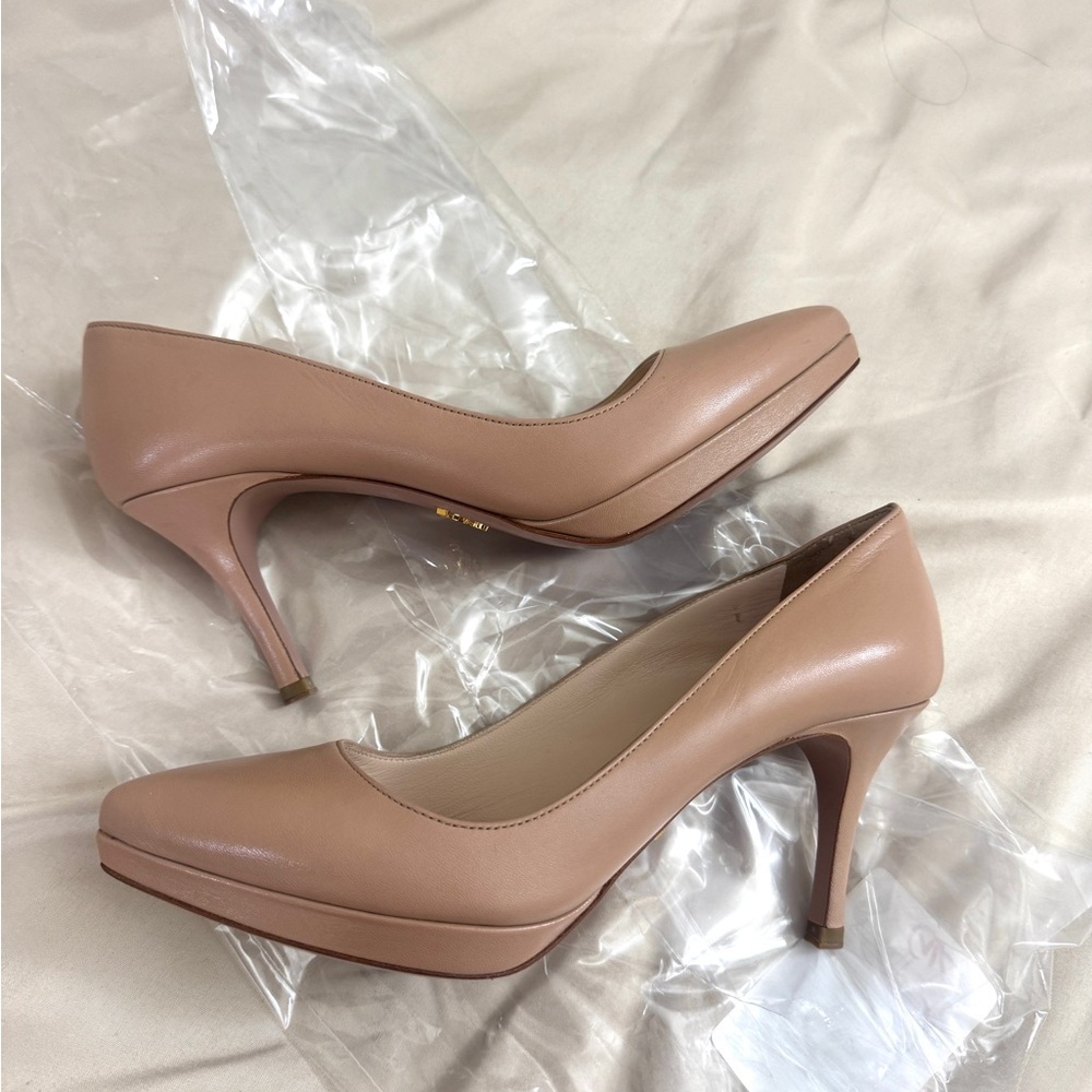 Prada Tan Classic Pointed-Toe Heels